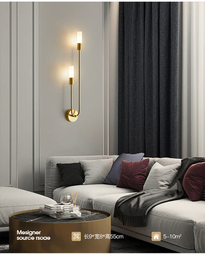 All Copper Indoor Decorative Style Living Room Bedroom Led Wall Light Hotel Villa Long Wall Lamps