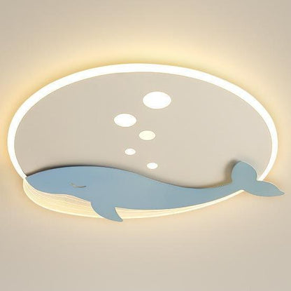 2024 New Blue Whale Modern Creative Ceiling Lamp Room Bedroom Nursery Led Lights For Children