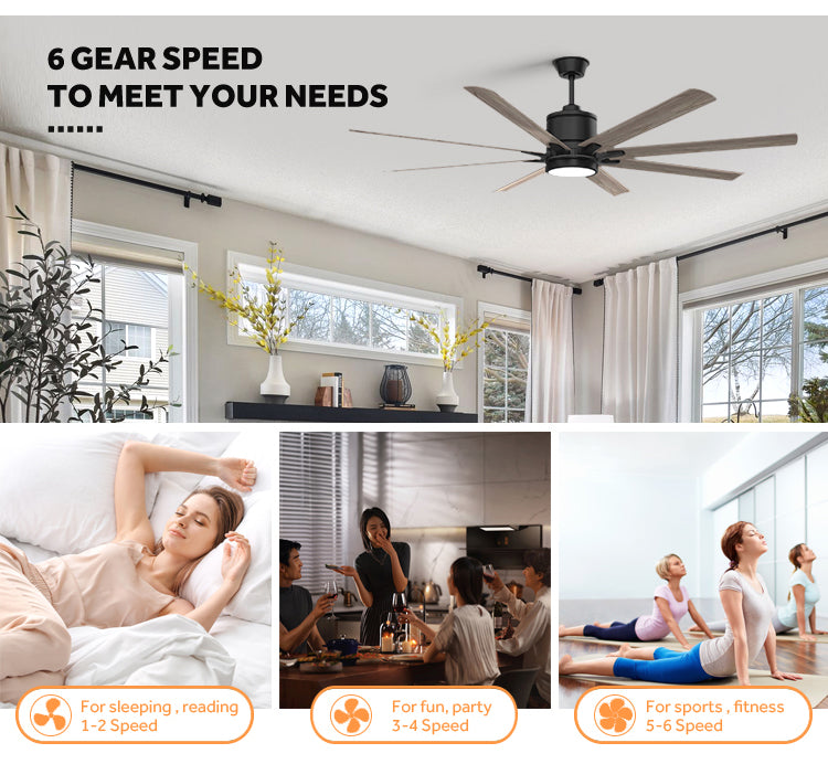 Low Noise App Control Big Remote Control Large 66 Inch Smart Bldc Industrial Led Ceiling Fan With Light