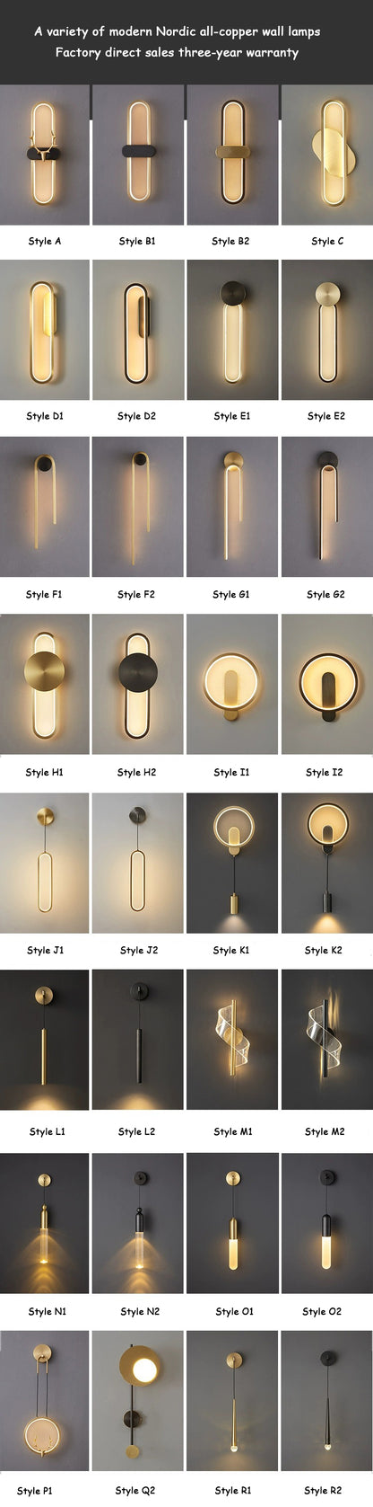 Modern Indoor Led Wall Light Bedroom Living Room Home Wall Sconce Hotel Decorative Copper Wall Lamps