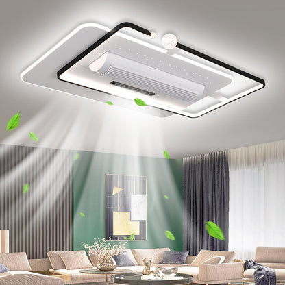 Modern Design Fan Light Hotel Bedroom Decorative Box Ceiling Fan Smart Bladeless Ceiling Fan With Light And Remote