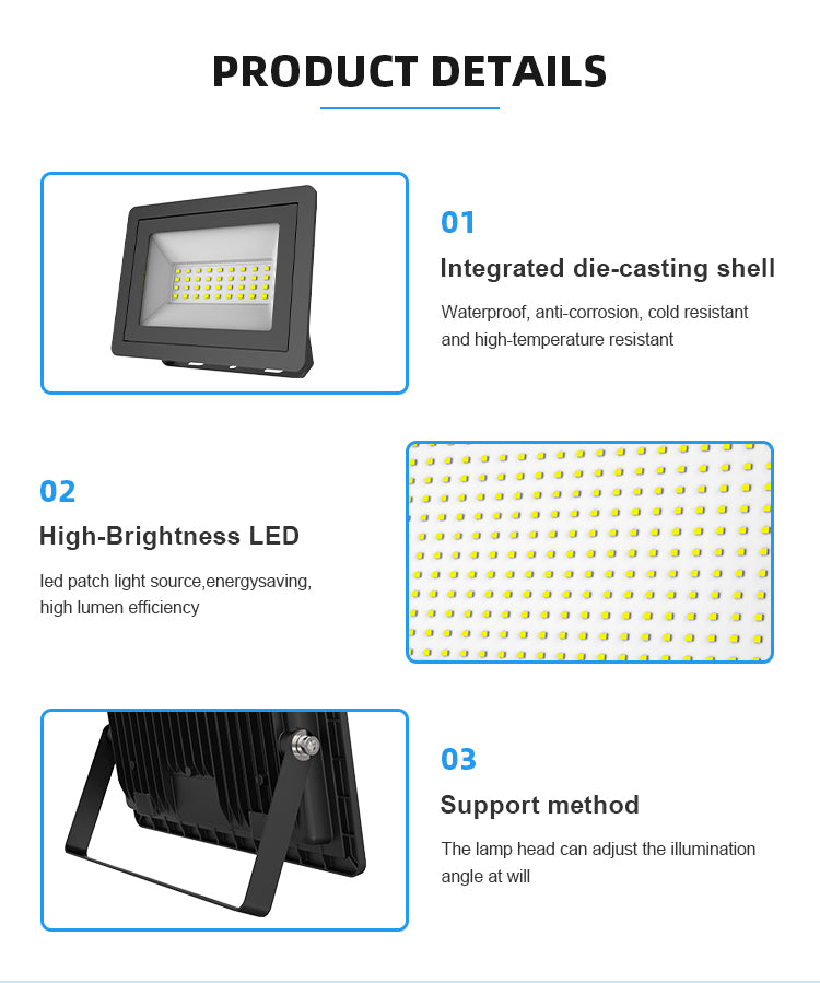 20w 200w Aluminium Alloy Energy Conservation Black Waterproof IP65 lED Work Flood Light