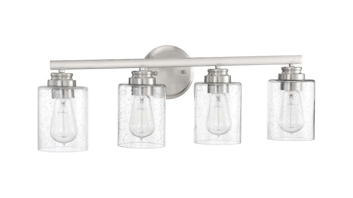 Hotel Home Bathroom Lamps Led Brushed nickel Seeded glass Vanity Craftmade Bolden 3 Light Vanity 