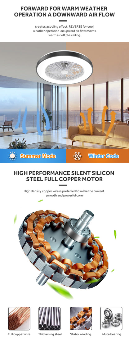 Low Noise Remote Control App Control Smart Modern Chandelier Led Socket Ceiling Fan With Light For Bedroom