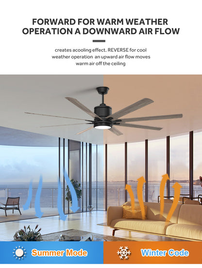 Low Noise App Control Big Remote Control Large 66 Inch Smart Bldc Industrial Led Ceiling Fan With Light