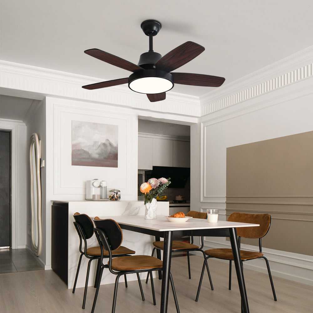 42 Inch 5 Plywood Blade High Quality Ceiling Fan Modern Smart Ceiling Fan With Light And Remote Control