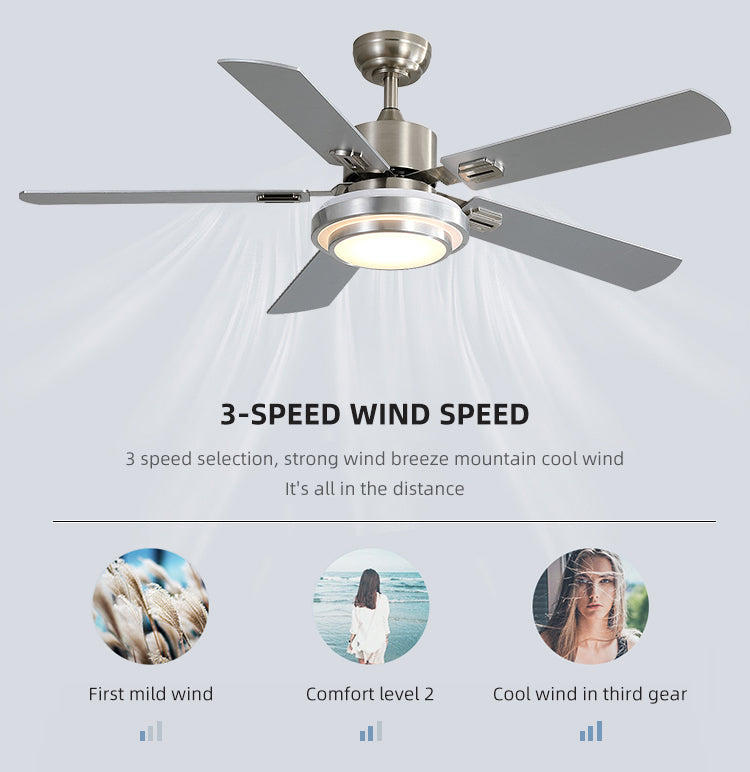 220V full copper wire 52inch led ceiling indoor fans with remote control ceilign fan with light 