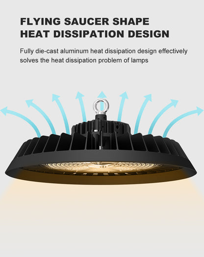 Aluminium Alloy 300w 200w 150w Easy Installation Waiting Rooms Warehouse Canopy Lights Led Ufo High Bay Light