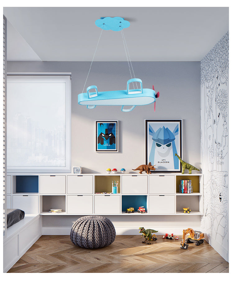 Zhongshan Manufacture Modern Led Plane Cartoon Pendant Lamp Kids Chandelier Hanging Light Iron Metal For Children Bedroom