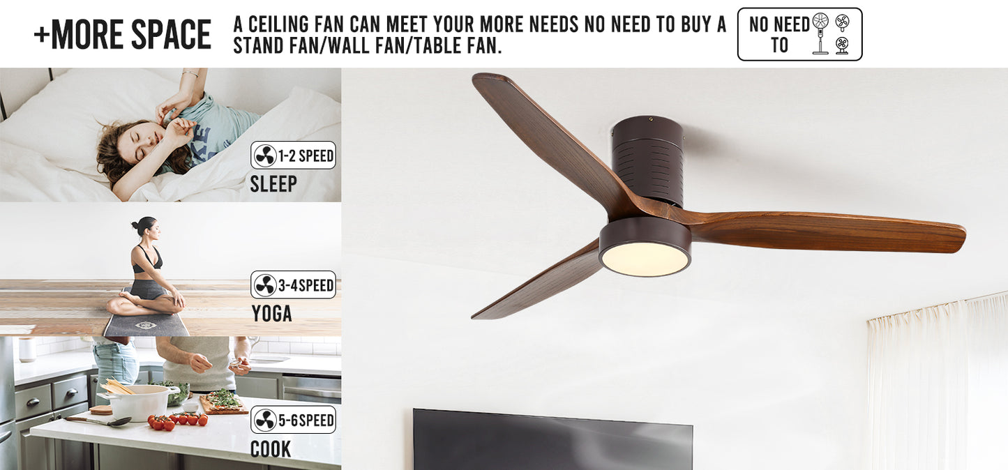 High Quality Home Living Room 52 Inch Ceiling Fan Decorative Indoor Brown  Ceiling Fan With Light