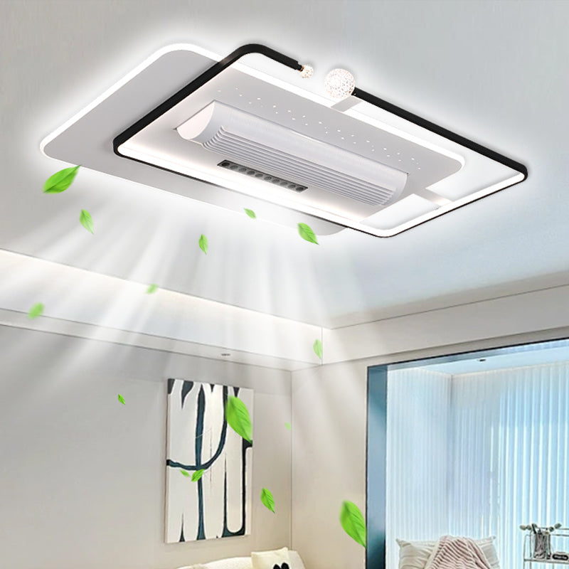 Modern Design Fan Light Hotel Bedroom Decorative Box Ceiling Fan Smart Bladeless Ceiling Fan With Light And Remote