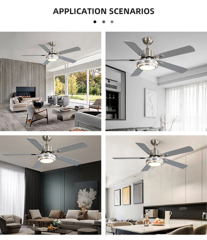 220V full copper wire 52inch led ceiling indoor fans with remote control ceilign fan with light 