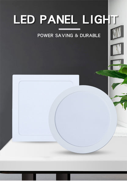 Indoor Lighting Recessed Mounted Slim Round &amp; Square energy saving Led Panel Light For Home Office Ceiling Led Panel Light 