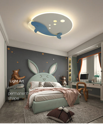 2024 New Blue Whale Modern Creative Ceiling Lamp Room Bedroom Nursery Led Lights For Children