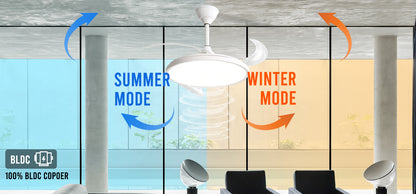 Morden Minimalist Round Ceiling Fan LED Home Decorative Indoor Retractable Invisible Ceiling Fan With Light And Remote Control 