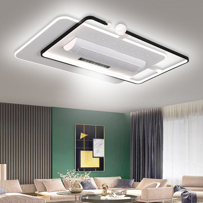 Modern Design Fan Light Hotel Bedroom Decorative Box Ceiling Fan Smart Bladeless Ceiling Fan With Light And Remote