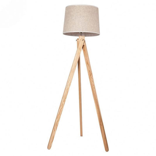 Home lighting fabric lamp shade wooden standing floor lamp tripod floor light