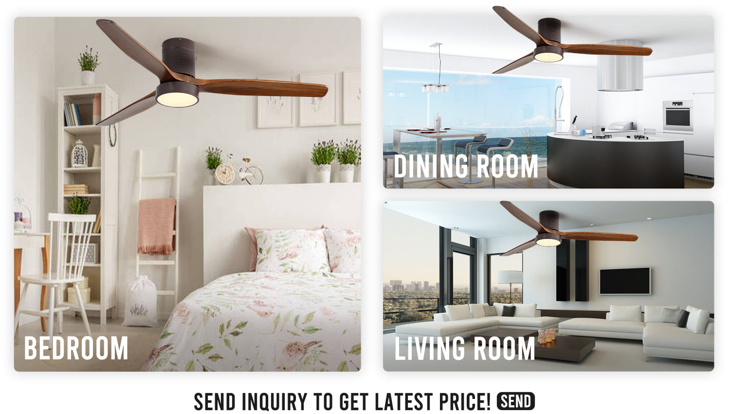 High Quality Home Living Room 52 Inch Ceiling Fan Decorative Indoor Brown  Ceiling Fan With Light