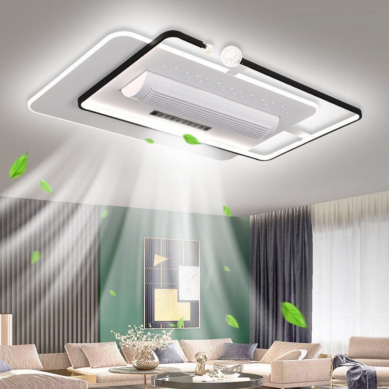 Square Ceiling Fan Low Profile Bladeless Ceiling Fan Modern Nordic Slot Ceiling Fan With Light And Remote