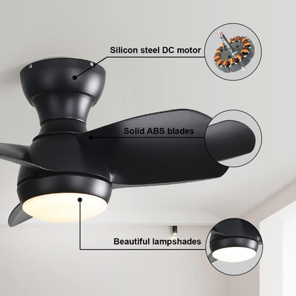 Modern Cartoon Ceiling Fan AC DC Ceiling Fan 22 Inch Small Ceiling Fan With LED Light 