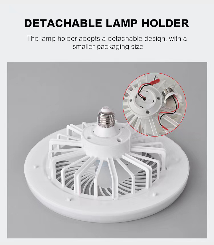 Easy Install Mini Socket Fan Dimmable 3 Wind Speeds Remote Control Base Enclosed E27 Ceiling Fan For Bedroom Kitchen