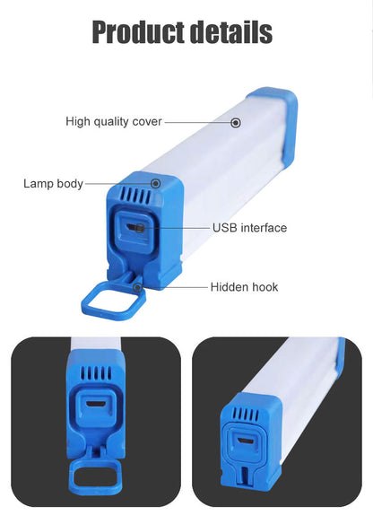 Portable 20W LED Emergency Light Tube USB Rechargeable with Super Long Battery Life Outdoor Camping Plastic Material Light