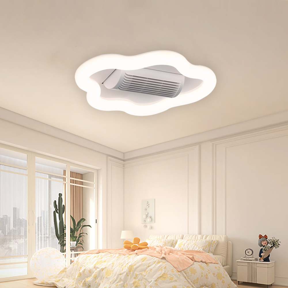 Modern Cartoon Bladeless Flower Design Ceiling Fan Household Ventilation Ceiling Fan With Light And Remote Control 