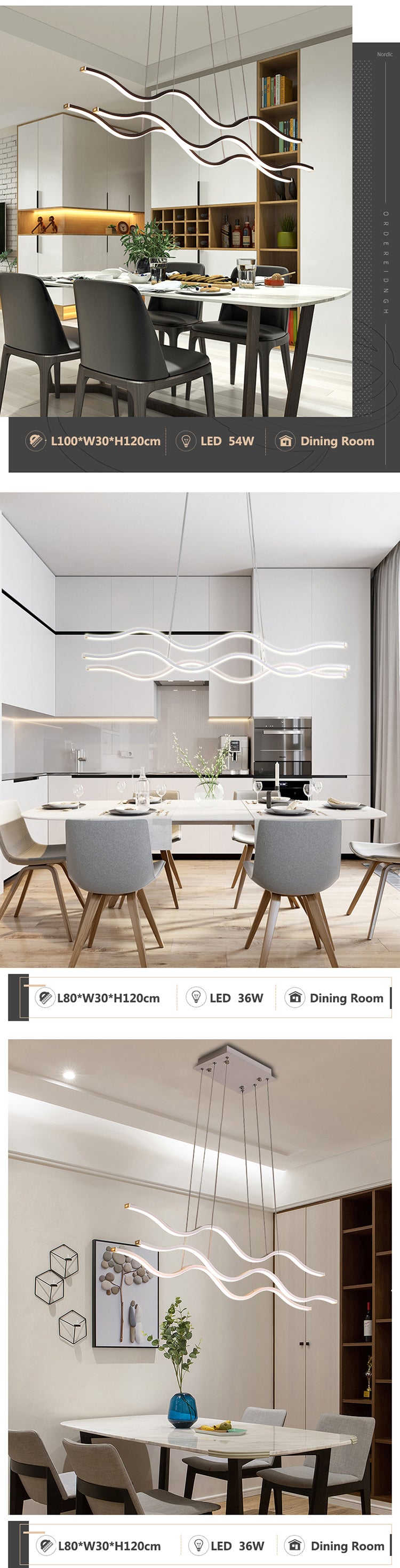 New design wholesales acrylic wave led pendant light modern hanging lamp light chandelier for restaurant hotel