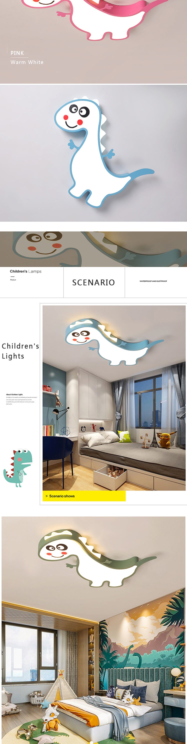 Zhongshan Wholesales Kids' Room Decorations LED Ceiling Lighting Dinosaur LED Ceiling Lights for kids