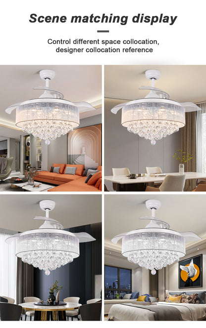 Modern Nordic Ceiling Fan Luxury Chandelier Led Ceiling Fan 42" Simple Mute Ceiling Fan Light 