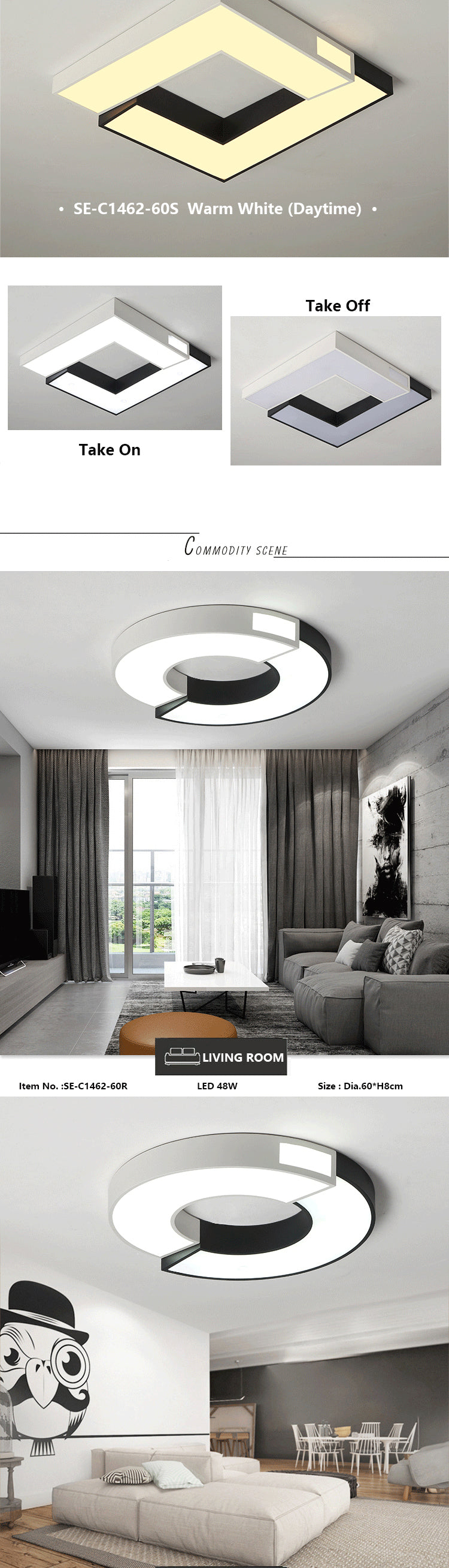 Contemporary Style LED Ceiling Lights Ceiling Lamp Acrylic LED Square ceiling Lighting for Living room Bedroom