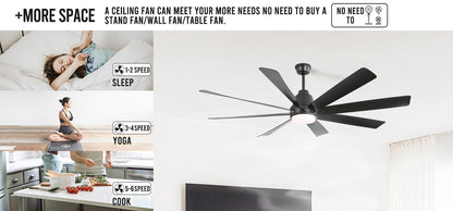 72 Inch Large Ceiling Fan With Bright Light Modern Simple Mute Workshop Ceiling Fan With LED Light 