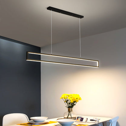 Modern Pendant Lights For Indoor Dining Living Room Kitchen Office Bar Cafe Rectangle Long Strip Black Hanging Lamp