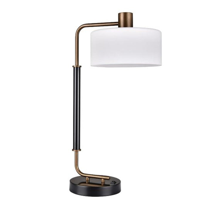 Country Inn Bedside Hotel Lamp Suppliers Desk Lamp 24 Inches Brushed Bronze And Black Table Lamp With Round Drum Acrylic Shade