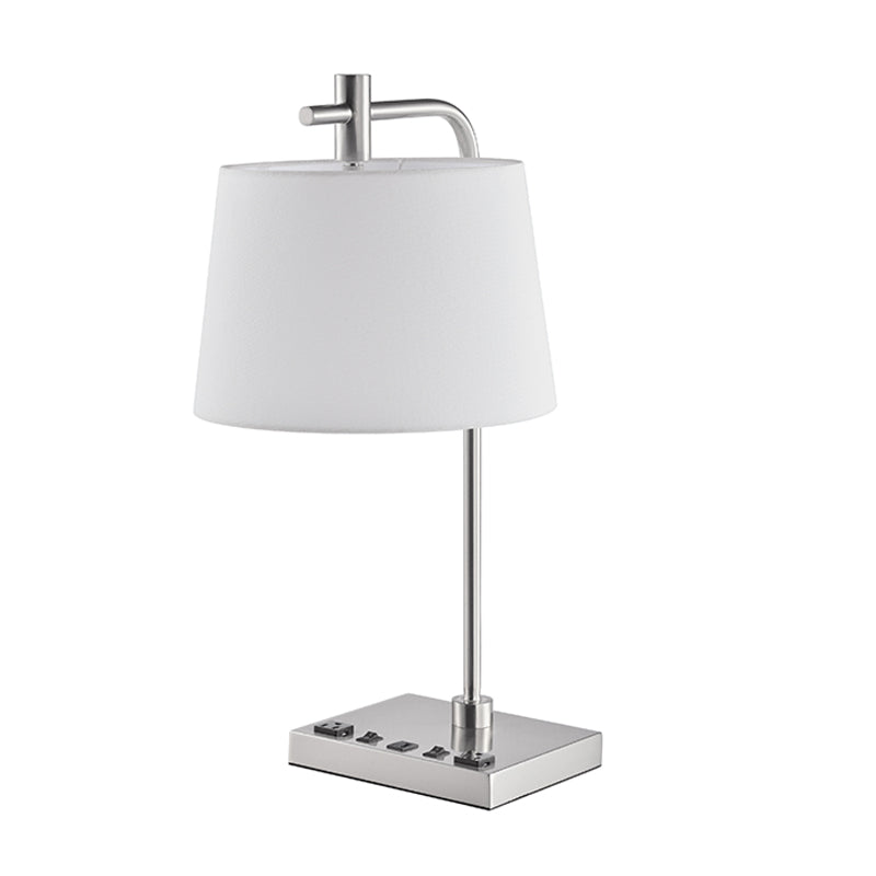 Wholesale White Hotel Brushed Nickel American Hotel Type C Table Lamp Bedside Lamp Reading Lamp with Linen Shade