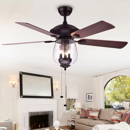 52 Inch 4 Blade Luxury Living Room Electric Fancy Lights Retractable Blade Ceiling Fans With Light