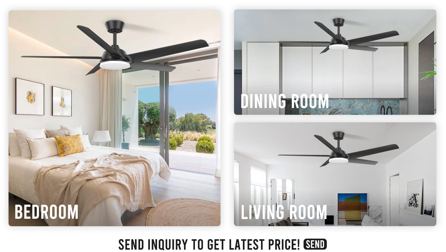 52 Inch Home Decorative Modern Fan Light Reversible Motor Ceiling Fan With Light Remote Control