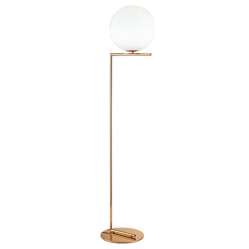 Wholesale price luxury delicate golden modern body milk white ball glass indoor floor lamp