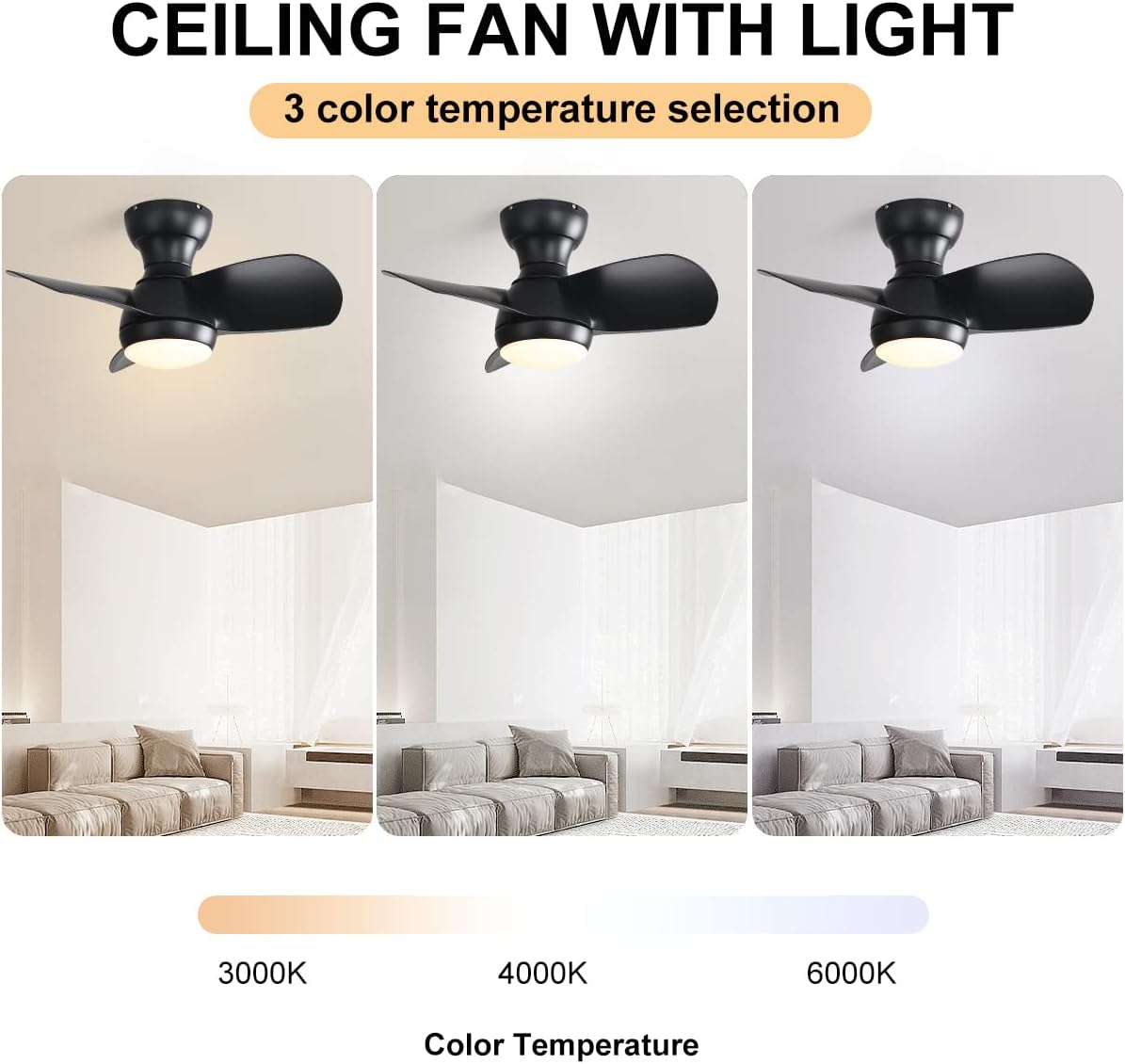 Modern Cartoon Ceiling Fan AC DC Ceiling Fan 22 Inch Small Ceiling Fan With LED Light 